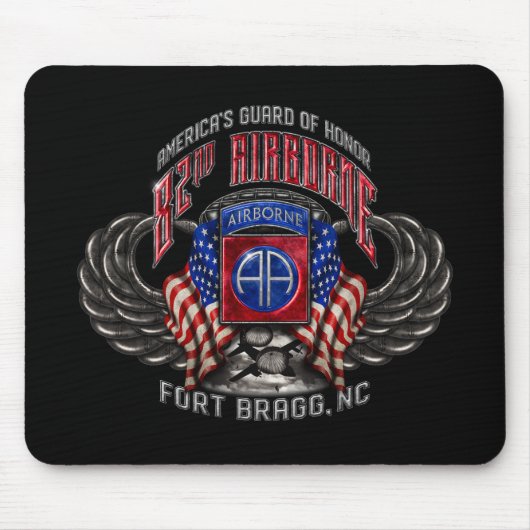 82nd Airborne Fort Bragg Black Mousepad Muismat (Voorkant)