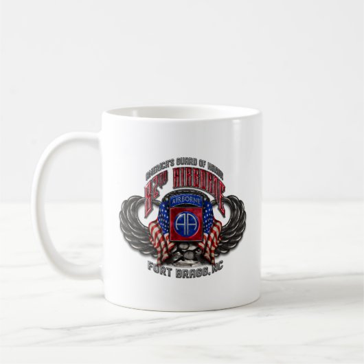 82nd Airborne Fort Bragg White Coffee Mok (Links)