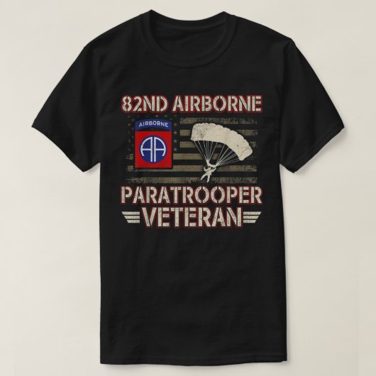 82nd Airborne Paratrooper Veteran Flag Tshirt, Vet T-shirt (Design voorkant)