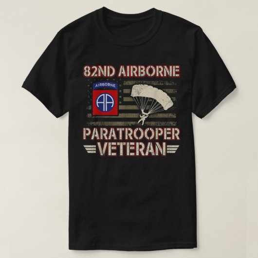 82nd Airborne Paratrooper Veteran Flag Tshirt, Vet T-shirt (Design voorkant)