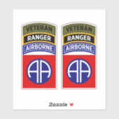82nd Airborne Ranger Veteran Tab Patch Sticker (Vel)