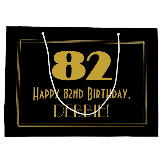82ste verjaardag — Art Deco geïnspireerde look "82 Groot Cadeauzakje (Achterkant)
