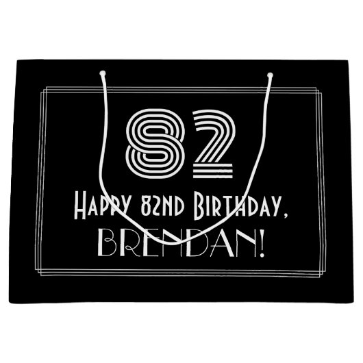 82ste verjaardag — Art Deco geïnspireerde look "82 Groot Cadeauzakje (Voorkant)