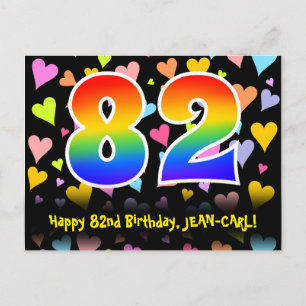 82ste verjaardag: Fun Hearts-patroon, Regenboog 82 Briefkaart