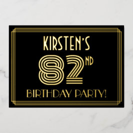 82ste verjaardagsfeest — Art Deco-stijl “82” + naa Folie Uitnodiging
