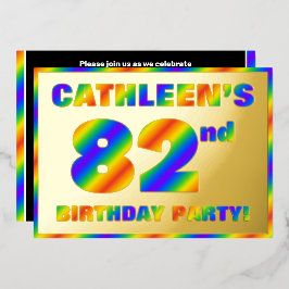 82ste Verjaardagsfeest — Leuk, Regenboogspectrum “ Folie Uitnodiging