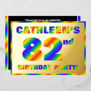 82ste Verjaardagsfeest — Leuk, Regenboogspectrum “ Folie Uitnodiging