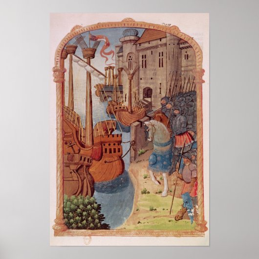 8378 Velin 745 f.1 Knight on horseback, c.1350's Poster (Voorkant)