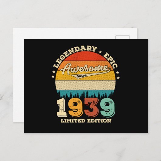 83 jaar oud Geweldige sinds 1939 83e verjaardag va Briefkaart (Voorkant / Achterkant)