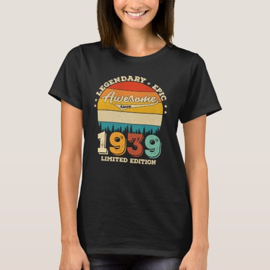 83 jaar oud Geweldige sinds 1939 83e verjaardag va T-shirt (Voorkant)