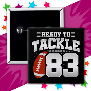 83 Jaar Oud Tackle Football Party 83e Verjaardag Vierkante Button 5,1 Cm