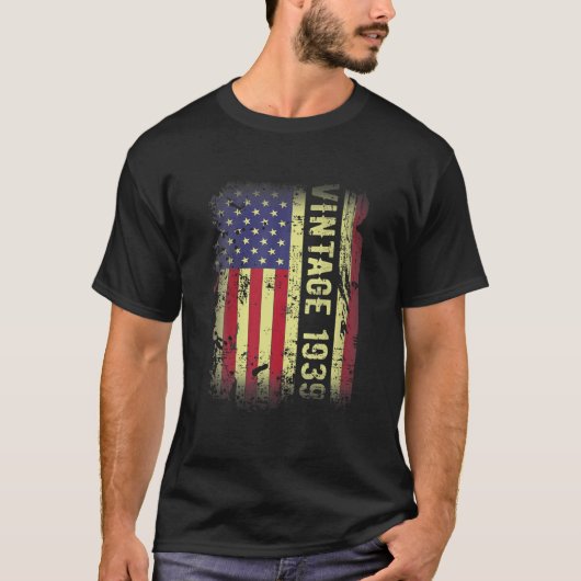 83 jaar oude geschenken 1939 Amerikaanse vlag 83R T-shirt (Voorkant)