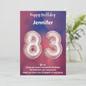83-jarige Happy Birthday Kaart - Elegant (Staand voorkant)