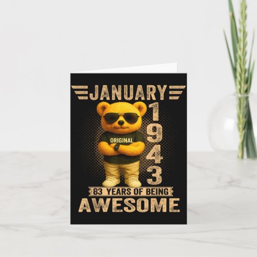 83 Year Old January 1943 Teddy Bear 83rd Birthday Kaart (Voorkant)