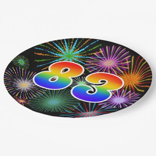 83e Evenement - Leuk, Kleurrijk, Vet, Regenboog 83 Papieren Bordje (Gekanteld)