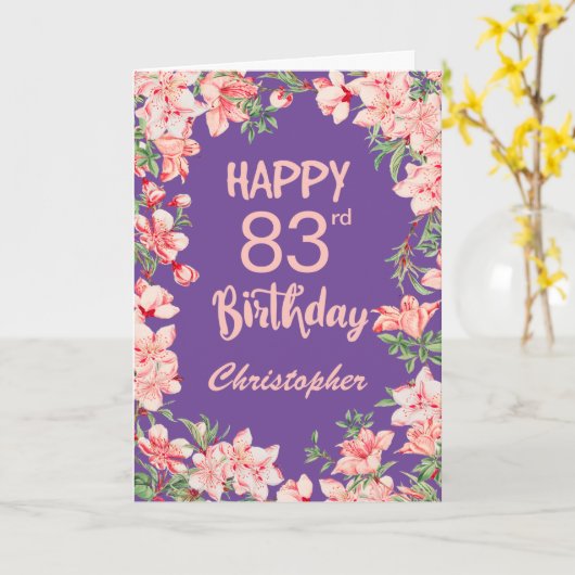 83e Paarse Waterverf van de Maandag - Perzikroze Kaart (Gele Bloem)