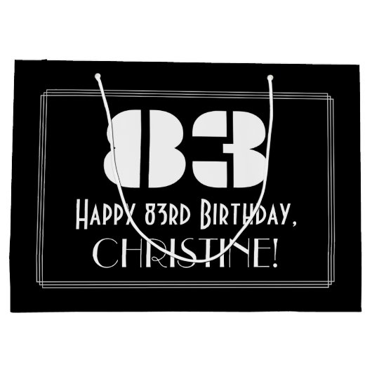 83e verjaardag ~ Art Deco geïnspireerd look "83" + Groot Cadeauzakje (Achterkant)