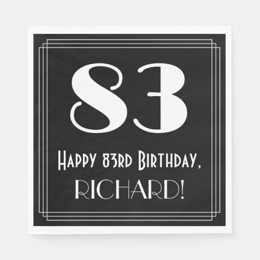 83e verjaardag ~ Art Deco geïnspireerd look "83",  Servet (Voorkant)