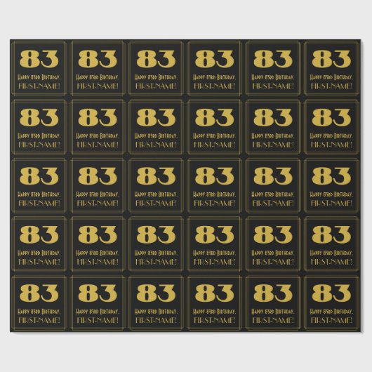 83e verjaardag - Art Deco Geïnspireerde look "83"  Cadeaupapier (Vlak)