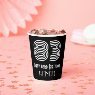 83e verjaardag — Art Deco Geïnspireerde look "83"  Papieren Bekers