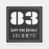 83e verjaardag: Art Deco Geïnspireerde look "83" + Servet (Voorkant)