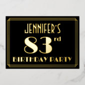 83e verjaardag: Art Deco Kijk "83", met naam Folie Uitnodiging (Voorkant)