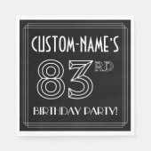 83e verjaardag: Art Deco Style + aangepaste naam Servet (Voorkant)