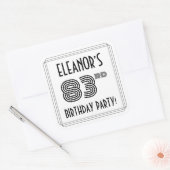 83e verjaardag: Art Deco Style + aangepaste naam Vierkante Sticker (Envelop)
