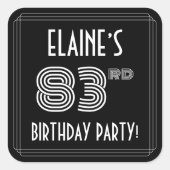 83e verjaardag: Art Deco Style en aangepaste naam Vierkante Sticker (Voorkant)
