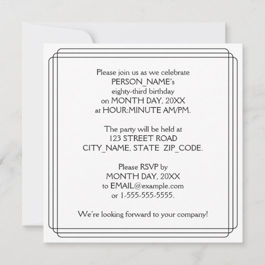 83e verjaardag: Art Deco Style met aangepaste naam Kaart (Achterkant)