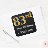 83e verjaardag - Elegante luxe Faux Gold look # Vierkante Sticker (Envelop)