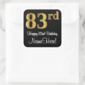 83e verjaardag - Elegante luxe Faux Gold look # Vierkante Sticker (Tas)