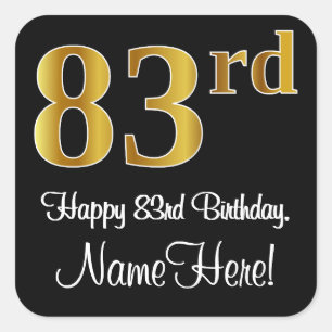 83e verjaardag - Elegante luxe Faux Gold look # Vierkante Sticker