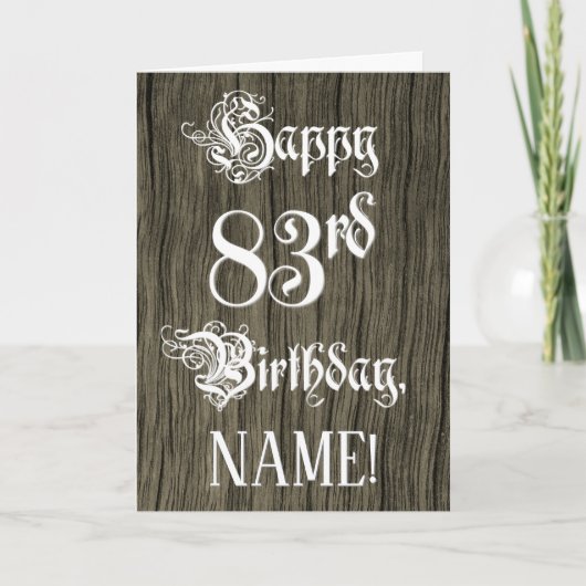 83e verjaardag: Fancy, elegante tekst; Faux Hood l Kaart (Voorkant)