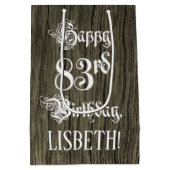 83e verjaardag: Fancy, Faux Wood Kijk + Aangepaste Medium Cadeauzakje (Achterkant)