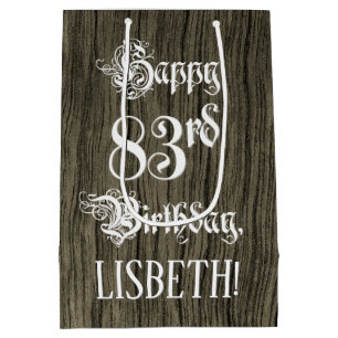 83e verjaardag: Fancy, Faux Wood Kijk + Aangepaste Medium Cadeauzakje