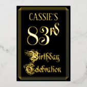 83e verjaardag — Fancy script en aangepaste naam Folie Uitnodiging (Voorkant)
