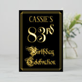 83e verjaardag — Fancy script en aangepaste naam Folie Uitnodiging (Staand Voorkant)