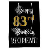 83e verjaardag ~ Fancy script; Faux Gold look; naa Medium Cadeauzakje (Achterkant)