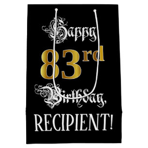 83e verjaardag ~ Fancy script; Faux Gold look; naa Medium Cadeauzakje