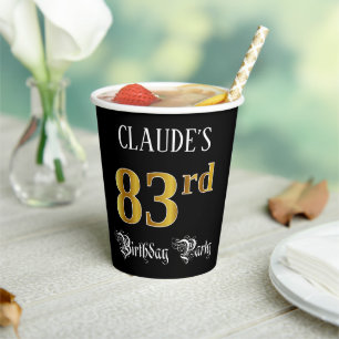 83e verjaardag — Fancy script, Faux Gold look Papieren Bekers