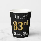 83e verjaardag — Fancy script, Faux Gold look Papieren Bekers (Achterkant)
