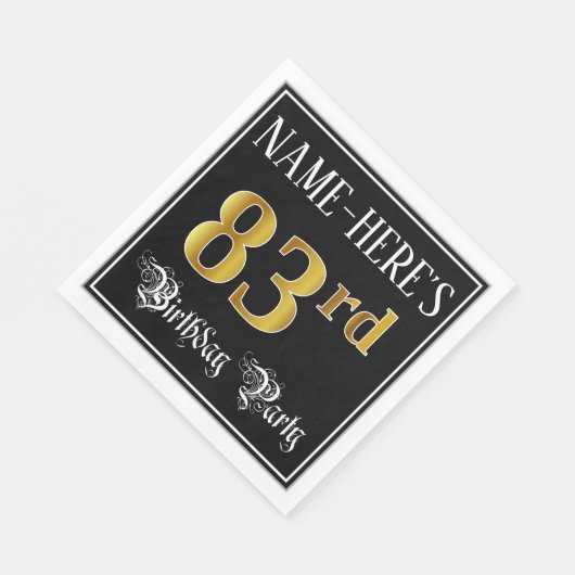 83e verjaardag — Fancy script, Faux Gold look Servet (Hoek)