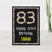 83e verjaardag: Floral Flowers Number, Custom Name Kaart (Voorkant)