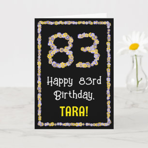 83e verjaardag: Floral Flowers Number, Custom Name Kaart