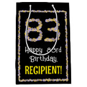 83e verjaardag: Floral Flowers Number, Custom Name Medium Cadeauzakje (Voorkant)