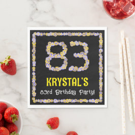 83e verjaardag: Floral Flowers Number, Custom Name Servet