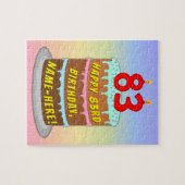 83e verjaardag: Fun Cake and Candles + Custom Name Legpuzzel (Horizontaal)
