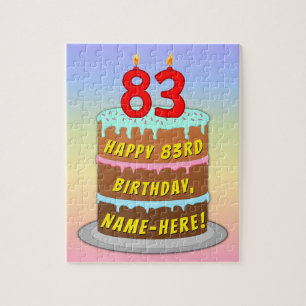 83e verjaardag: Fun Cake and Candles + Custom Name Legpuzzel