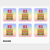 83e verjaardag: Fun Cake and Candles + Custom Name Vierkante Sticker (Vel)